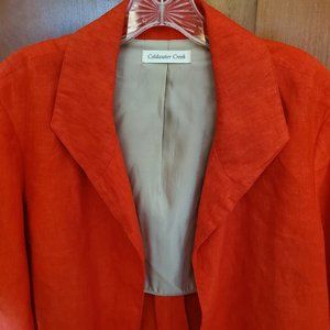 Coldwater Creek Scarlet Red Linen 3/4 Length Jacket - 16